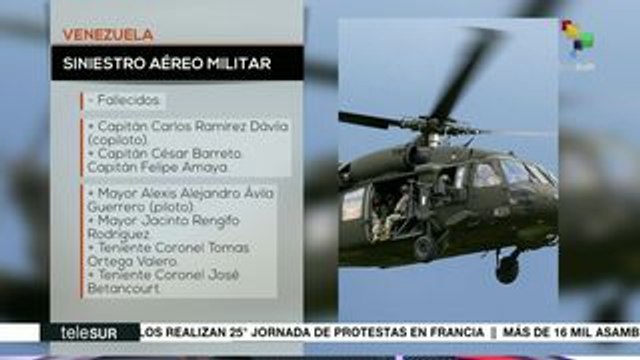 Venezuela: siete efectivos militares mueren en incidente aéreo