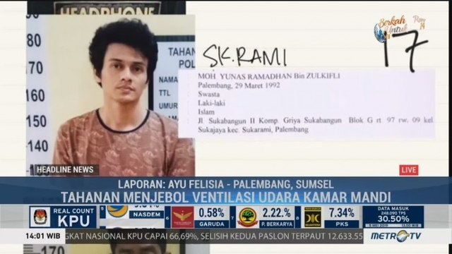 30 Tahanan Narkoba Polresta Palembang Kabur