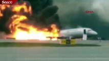 Havada yanan yolcu uçağı alevler içinde iniş yaptı