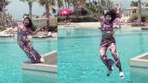 Urvashi Rautela falls down during dance in pool; Watch Video | FilmiBeat