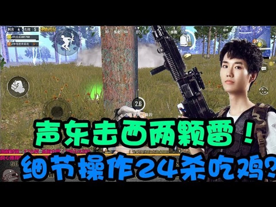 奇怪君刺激战场：两颗雷声东击西，看到没有朋友们，这就是细节！单人四排24杀吃鸡！