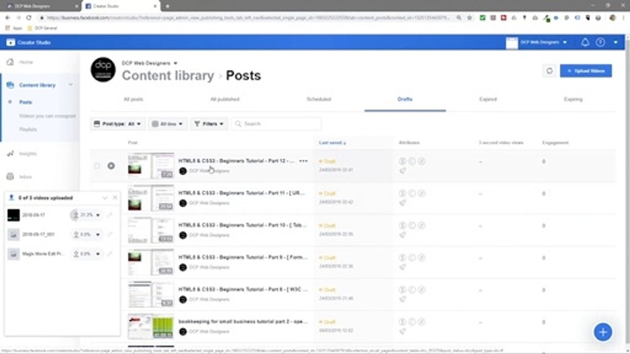 Facebook Page Tutorial - Upload Multiple Videos Tutorial 