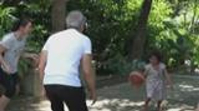 Ningning and Mac-Mac play basketball with Lolo Kiko and Ms. Cruz