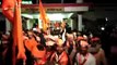 VHP and Shiv Sena supporters arrive at Ayodhya Railway station