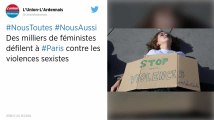 Des milliers de féministes défilent à Paris contre les violences sexistes.