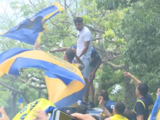 Boca fans in party mood hours before Copa Lib final