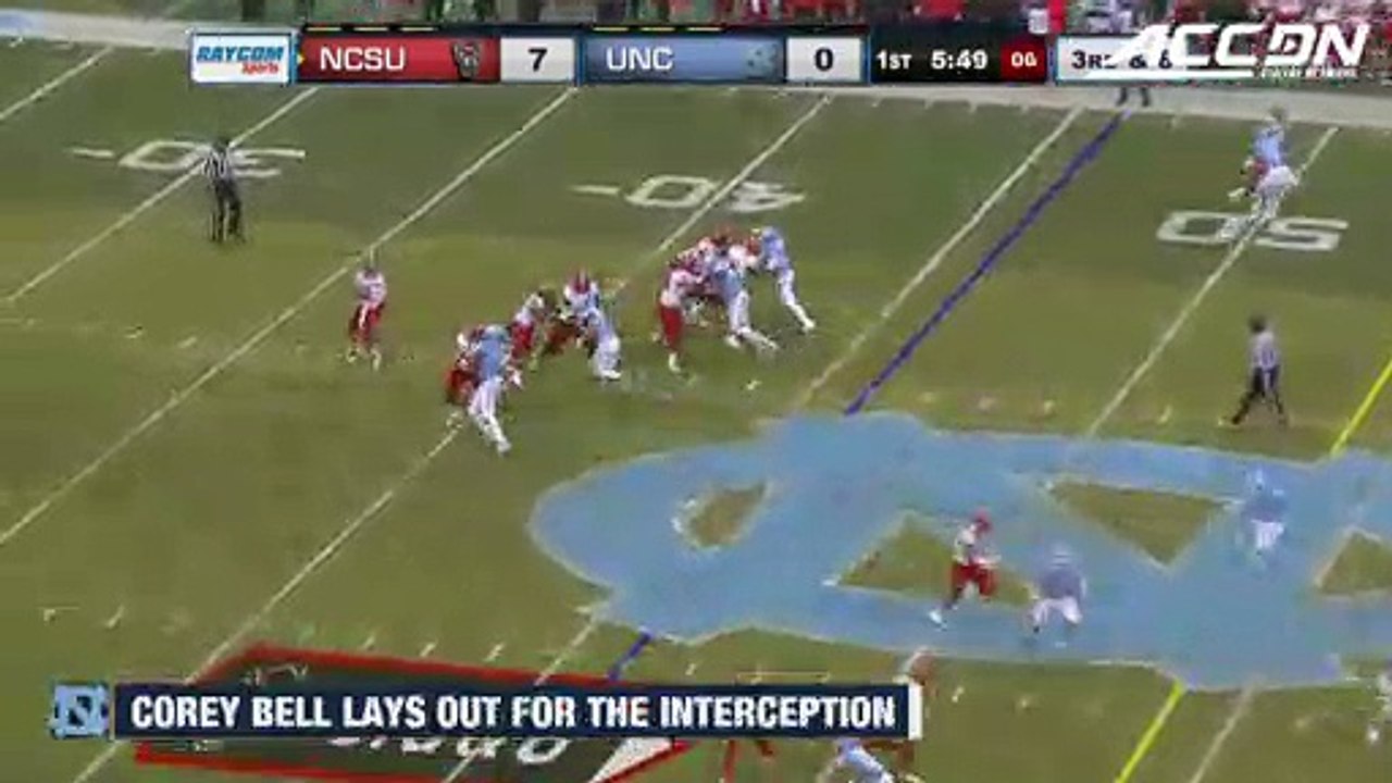 UNC's Corey Bell Diving Interception | ACC Must See Moment
