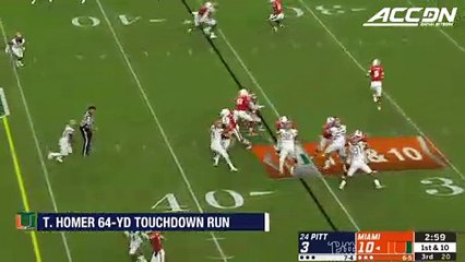 Miami RB Travis Homer Sprints 64-Yards For The TD vs. Pitt