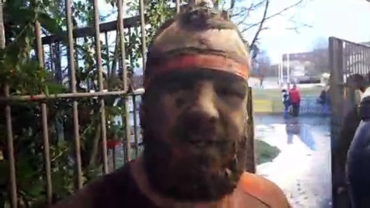 Réaction du pilier droit James Rollett (RC Pays Saint-Jeannais) après la victoire de son équipe (8-0) dans le derby contre le RC Vallons de la Tour.