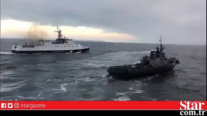 Rus donanmasına ait gemi, Ukrayna gemisine çarptı