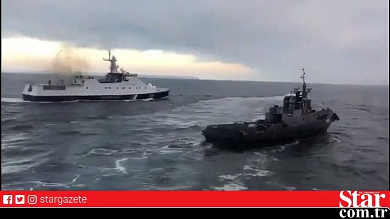 Rus donanmasına ait gemi, Ukrayna gemisine çarptı