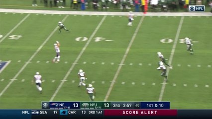 Hogan jumps up and catches 27-yard pass from Brady