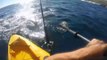 Un kayakiste en lutte contre un requin très agressif