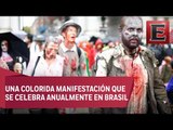 Cientos de zombies toman las calles de Sao Paulo, Brasil