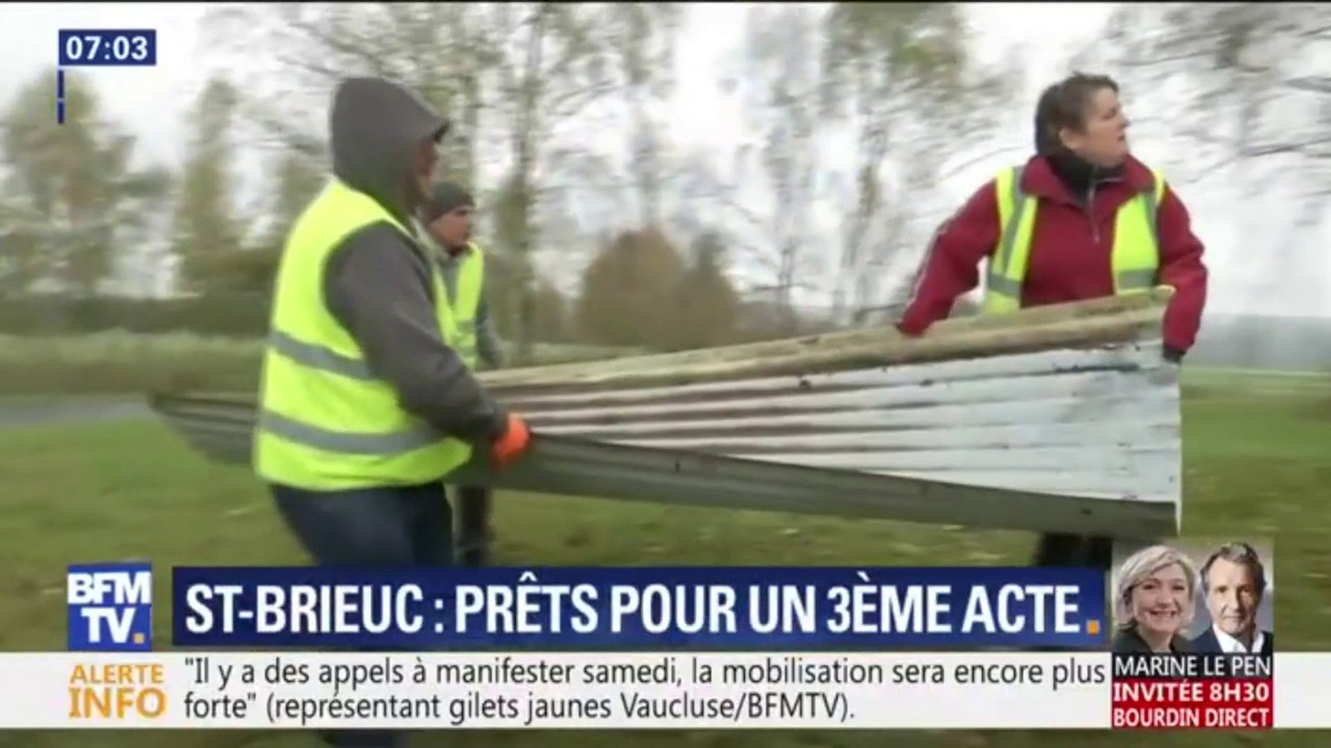 Les gilets jaunes espèrent se maintenir sur le long terme à Saint-Brieuc en  Bretagne - Vidéo Dailymotion