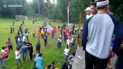 Soccer match called off as pitch is wet from gigantic flash flood