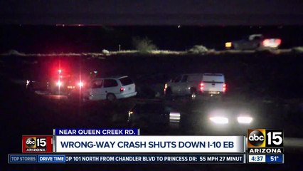 Wrong-way crash reported on I-10 eastbound near Queen Creek Road