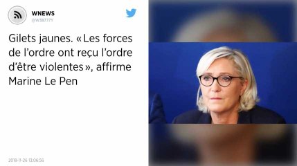 Gilets jaunes. « Les forces de l’ordre ont reçu l’ordre d’être violentes », affirme Marine Le Pen.