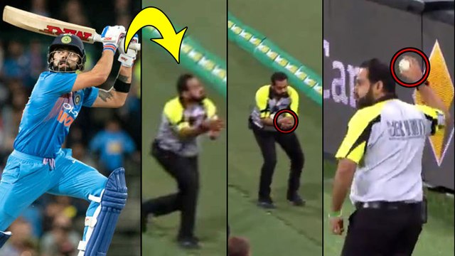 India vs Australia 2018-2019 : Security Guard Picks Smart Catch Off Virat Kohli Shot | Oneindia