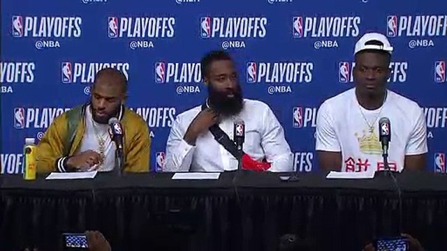 Harden, Paul & Capela postgame conference Timberwolves vs Rockets Game 5 April 25, 2018 NBA