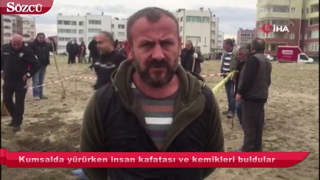 Kumsalda yürürken insan kafatası ve kemikleri buldular