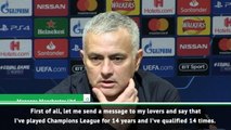 UEFA Champions League: Jose Mourinho sends a message to his 'lovers'