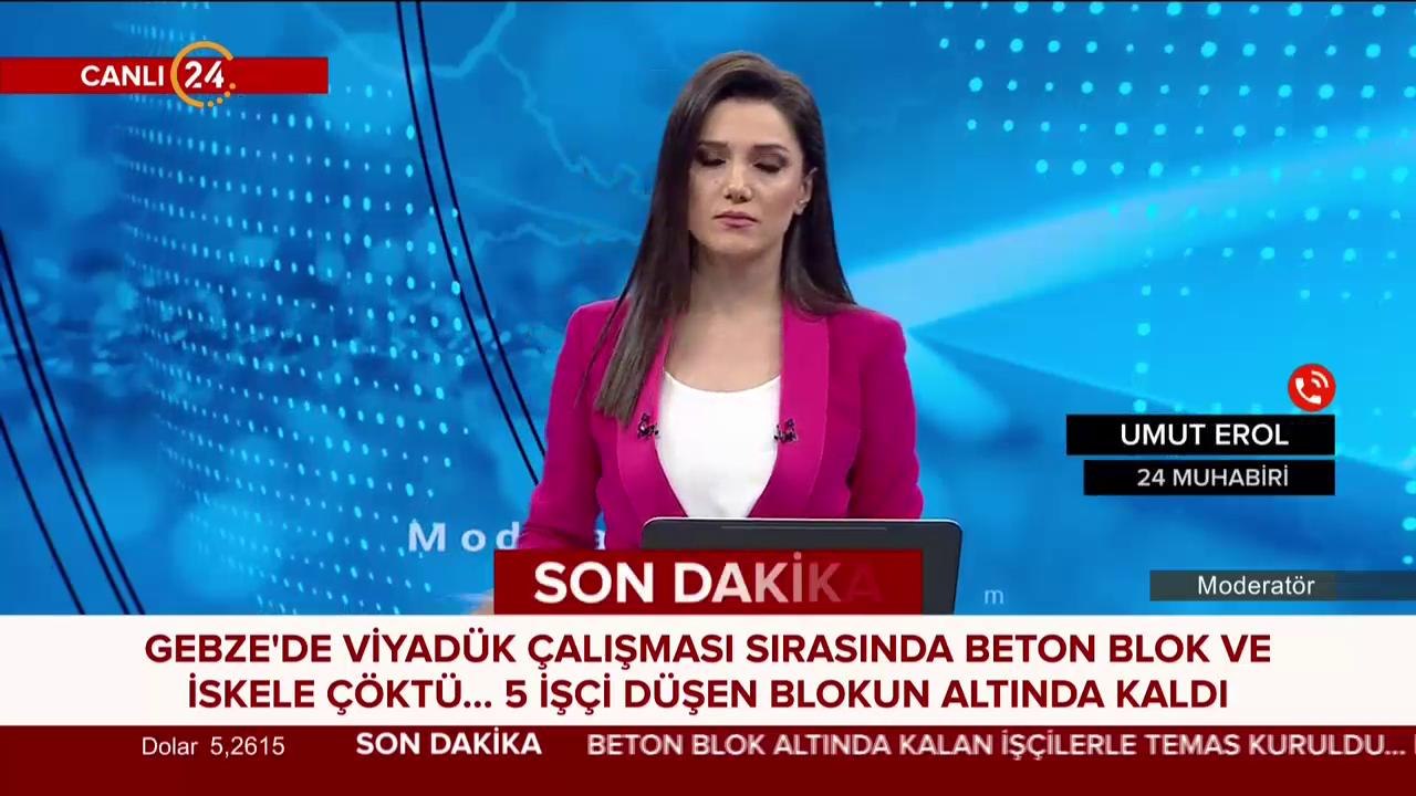 Gebze viyadük çalışması sırasında beton blok ve iskele çöktü