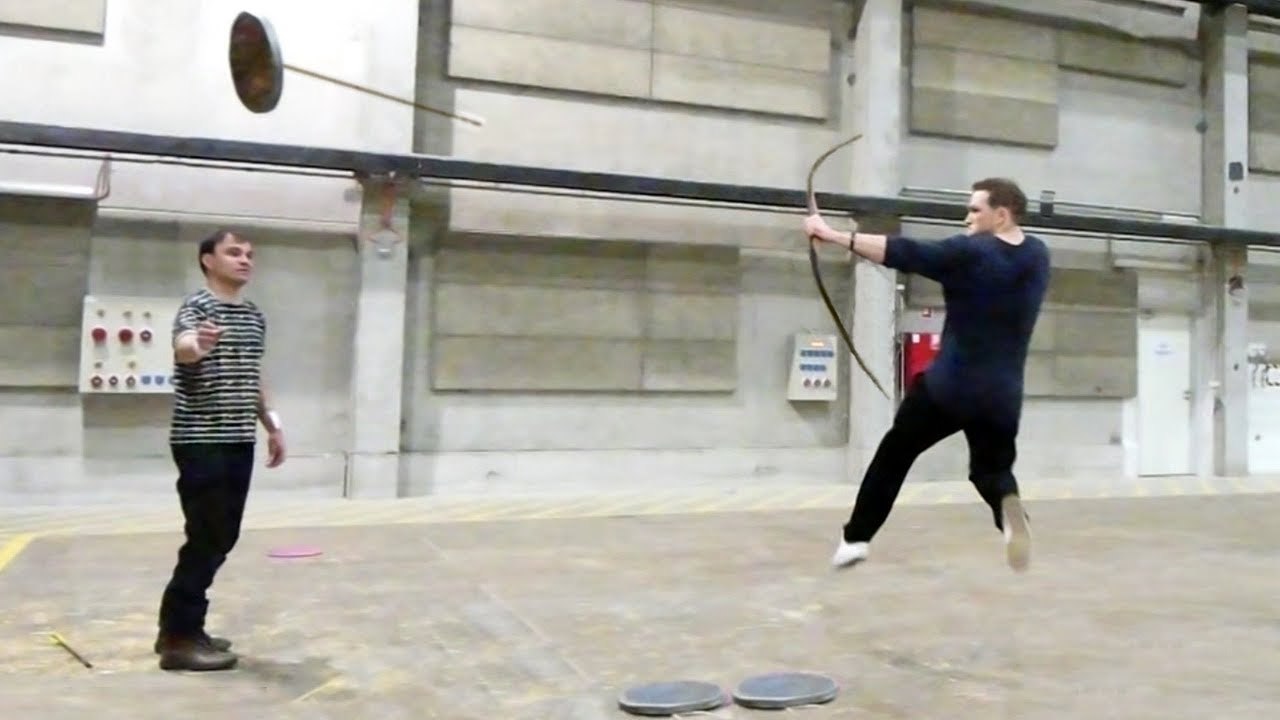 Taron Egerton incredible training for Robin Hood with Lars Andersen