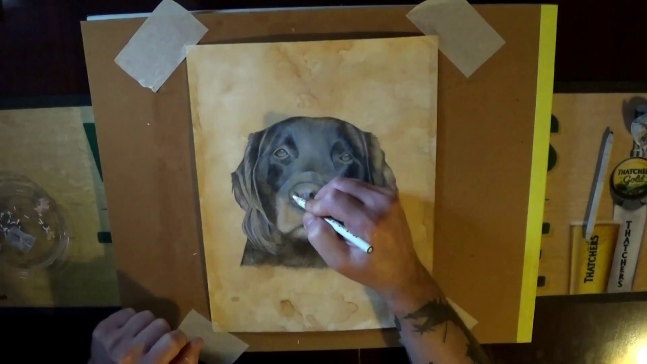 Pencil Drawing Create Parchment Paper Effect With Tea Bags