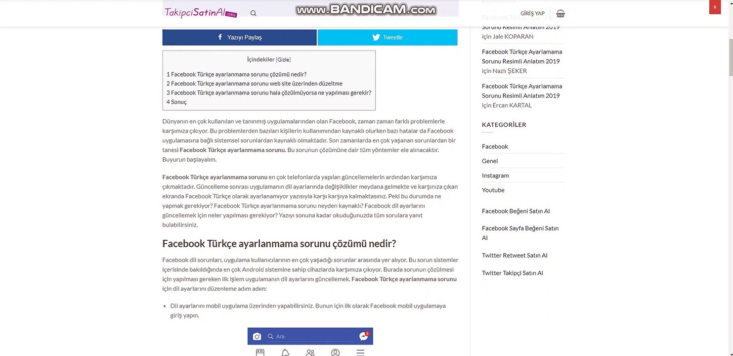 Facebook Türkçe Ayarlamama Sorunu Resimli Anlatım 2019