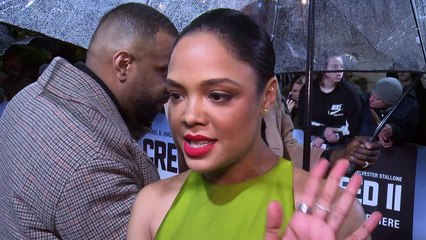 Tessa Thompson's Grandma forced her to watch Creed II!