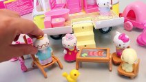 Hello Kitty Camping Car & Baby Doll Kinetic Sand Bath Play Lightning McQueen Surprise Eggs Toys