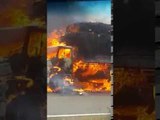 Caminhão que transportava tecidos é consumido pelo fogo na BR-101
