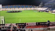 Apollon-Lazio, i cori dei tifosi laziali all'ingresso in campo delle squadre