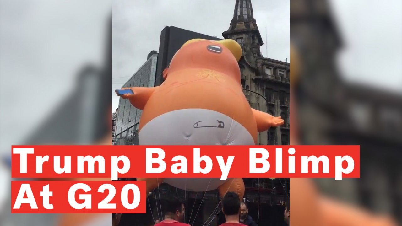 Donald Trump Baby Blimp Follows President To Ar...