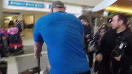 Hafthor Bjornsson Arrives In LA With Wife Kelsey Henson - EXCLUSIVE
