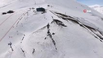 Palandöken'de Mevsimin İlk Kayağı Yapıldı...beyaz Örtüyle Kaplı Palandöken Dağı Havadan Görüntülendi