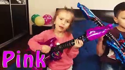 Kids play with FUNNY COLOR GUITARS  Video for Children Toddlers Babies