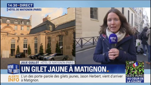 Jason Herbert, l'un des ex-représentants des gilets jaunes, est arrivé à lMatignon