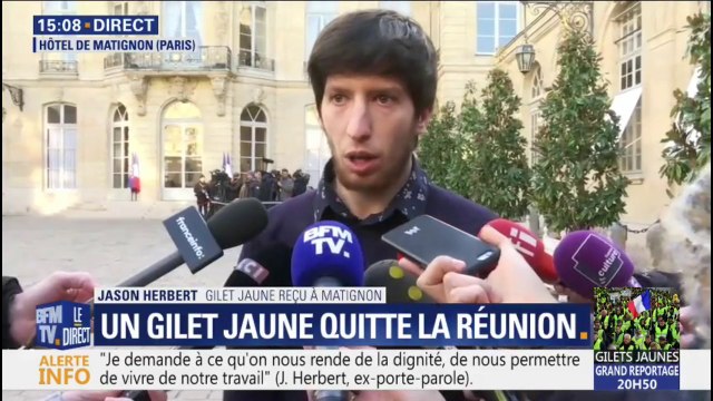 Présent à Matignon, le gilet jaune Jason Herbert dénonce des pressions de la part d'autres gilets jaunes