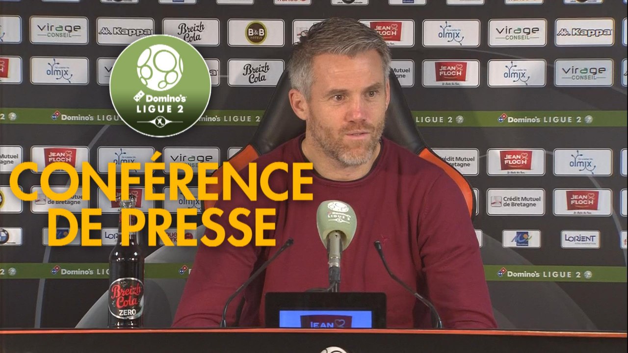 Conférence de presse FC Lorient - RC Lens (2-2) : Mickaël LANDREAU (FCL) - Philippe  MONTANIER (RCL) - 2018/2019