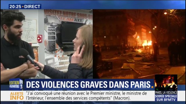 Ils ont tout pété, ils sont rentrés à soixante . La boutique de ce vendeur a été détruite sur l'avenue de la Grande armée