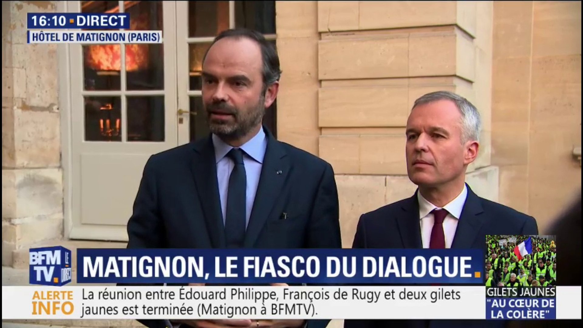Dialogue avec les gilets jaunes: "la porte de Matignon restera toujours  ouverte" affirme Édouard Philippe - Vidéo Dailymotion