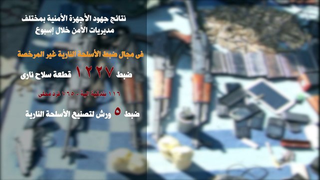 الأمن العام يفكك 60 بؤرة إجرامية ويضبط 1227 قطعة سلاح