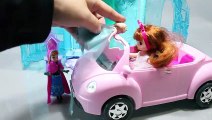 Summer Vacation Trip Car Princess Elsa Anna Dress Up Doll & Kinetic Sand Surprise Eggs Toys