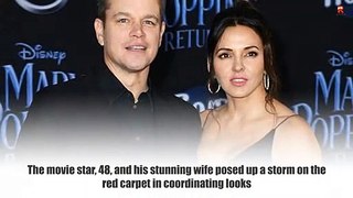 Matt Damon And His wife Luciana Coordinate In Black At The Mary Poppins Returns premiere In LA
