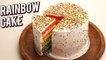 Rainbow Cake Recipe - How To Make Multi-Layered Rainbow Cake - Eggless Cake Recipe - Bhumika