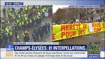 Plusieurs centaines de gilets jaunes manifestent pacifiquement sur les Champs-Élysées