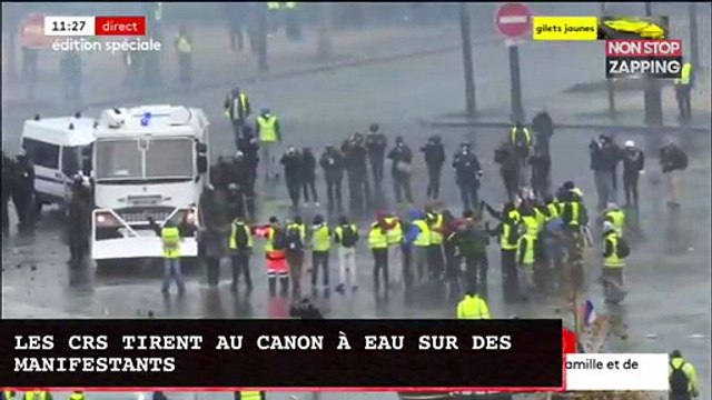 Gilets jaunes : les CRS tirent au canon à eau sur des manifestants, la vidéo choc