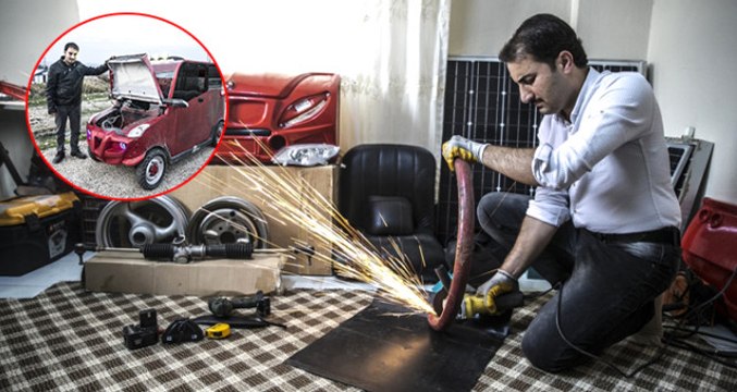 Hurda Parçalarından Güneş Enerjisi ve Elektrikle Çalışan Otomobil Yaptı
